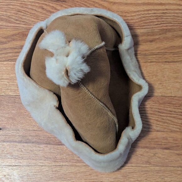 Vintage Leather Suede Shearling Wool Sherpa Lamb Hat by Sheep Shapes Co. Boho - Picture 7 of 9